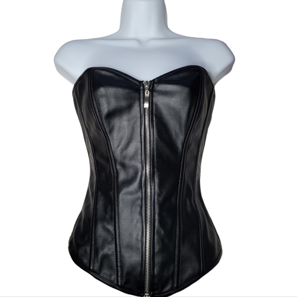 Faux leather corset bustier